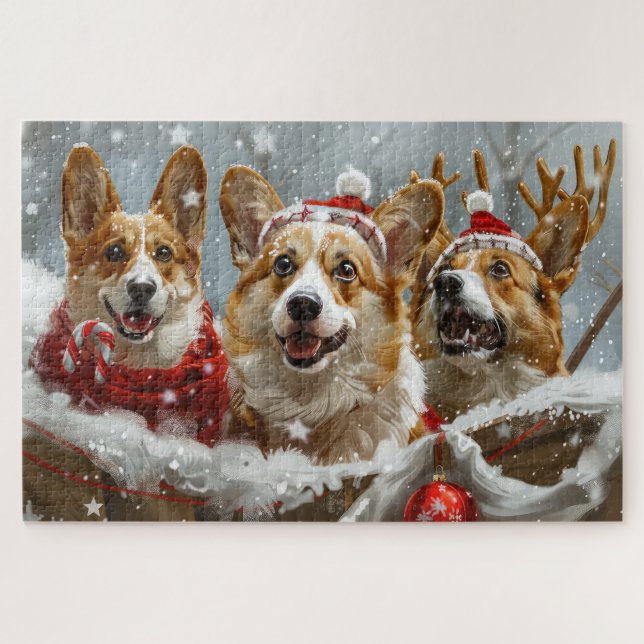 Corgi Dog Weihnachtsfest Puzzle (Horizontal)