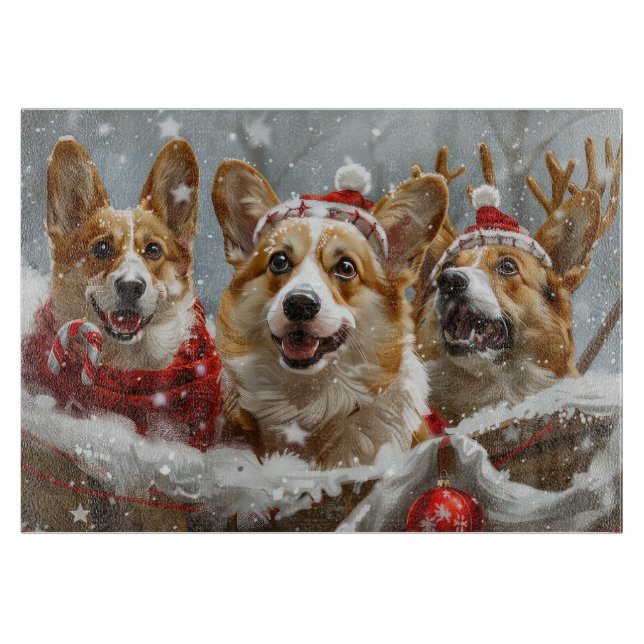 Corgi Dog Weihnachtsfest Schneidebrett (Vorderseite)