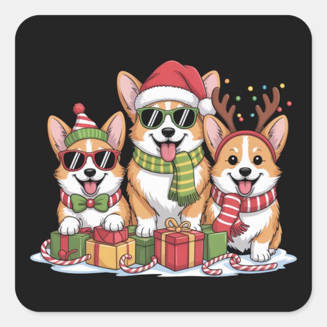 Corgi Dog Weihnachtsweih Mama Dog Lover Holiday Ge Quadratischer Aufkleber (Vorderseite)