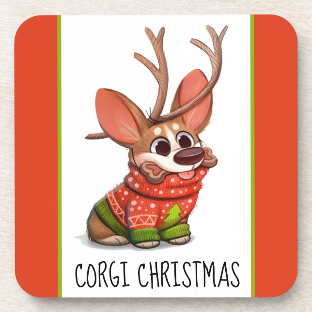Corgi Dog Weihnachtszeit Untersetzer (Vorderseite)