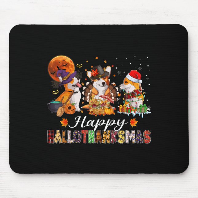 Corgi Dogs Halloween Thanksgiving Christmas Hallot Mousepad (Vorne)