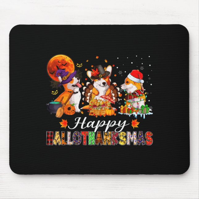 Corgi Dogs Halloween Thanksgiving Christmas Hallot Mousepad (Vorne)
