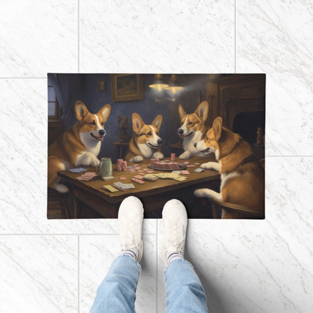 Corgi Dogs Poker Art Fußmatte (Indoor)