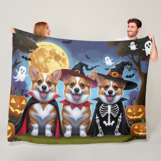 Corgi Dogs Pumpkin Halloween Funny Fleecedecke (Beispiel)