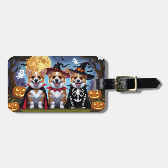 Corgi Dogs Pumpkin Halloween Funny Gepäckanhänger (Vorderseite horizontal)