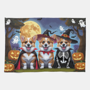 Corgi Dogs Pumpkin Halloween Funny Geschirrtuch