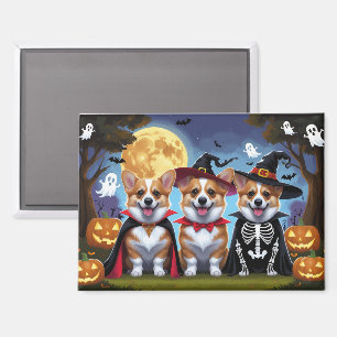 Corgi Dogs Pumpkin Halloween Funny Magnet