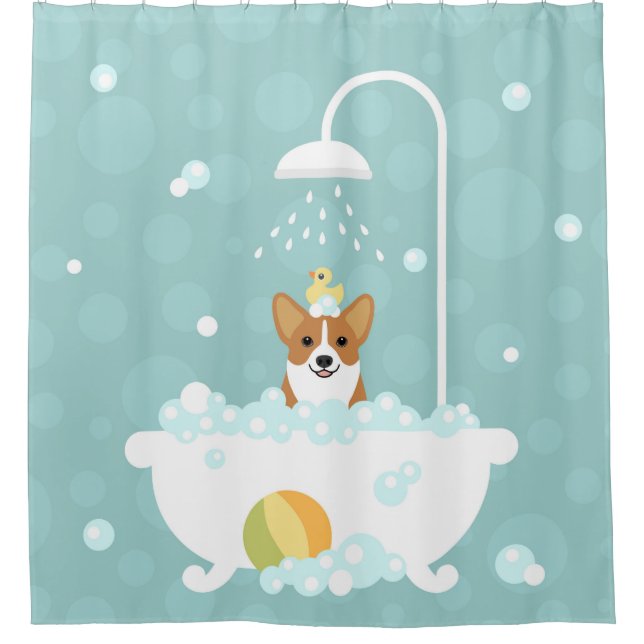Corgi-Duschvorhang Duschvorhang (Vorderseite)
