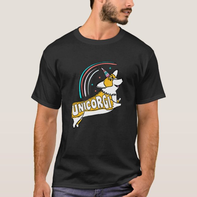 Corgi Einhorn Regenbogen Unicorgi T-Shirt (Vorderseite)