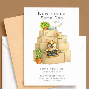 Corgi Einweihung Umzug Ankündigung Karte