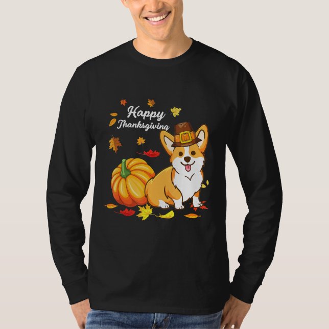 Corgi-Erntedank für Hund 550 T-Shirt (Vorderseite)