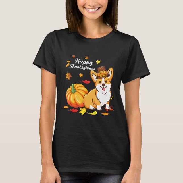 Corgi-Erntedank für Hund 550 T-Shirt (Vorderseite)
