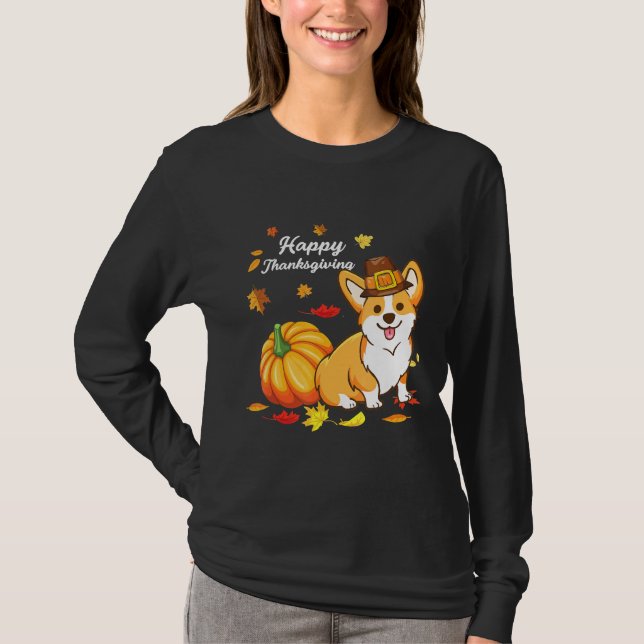 Corgi-Erntedank für Hund 550 T-Shirt (Vorderseite)