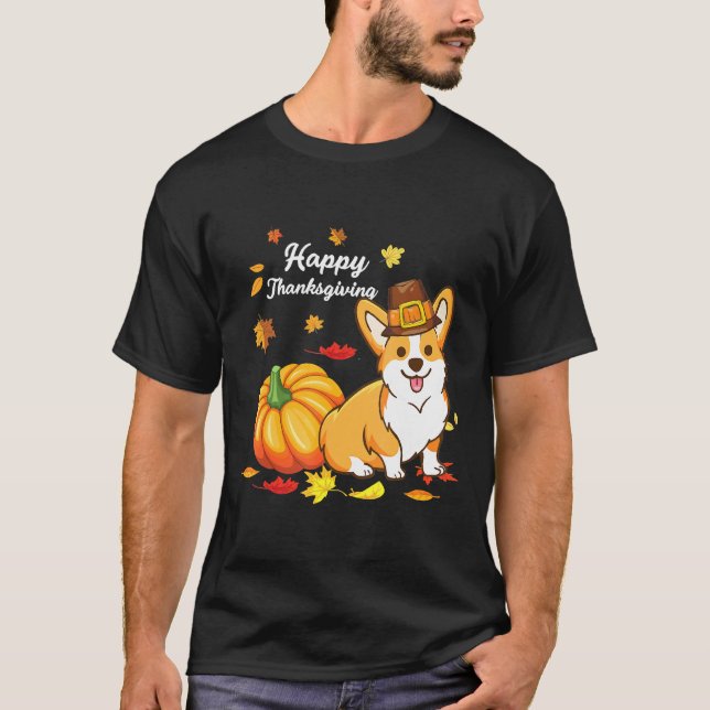 Corgi-Erntedank für Hund 550 T-Shirt (Vorderseite)