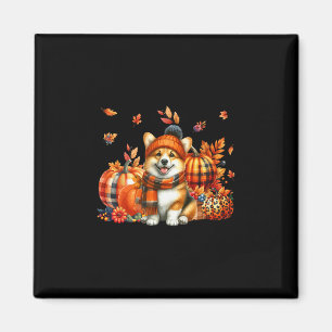 Corgi Erntedankfest Leopard Kürbisse Herbstblätter Magnet