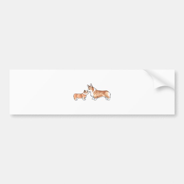 CORGI ERWACHSENE UND PUP AUTOAUFKLEBER (Vorne)