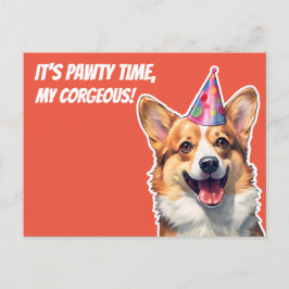 Corgi Es ist Geburtstagsfeier Zeit meine korgeous Einladungspostkarte