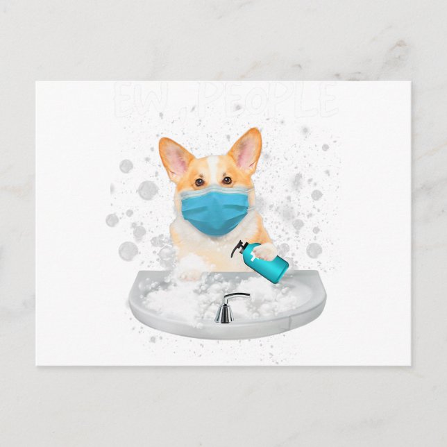 Corgi Ew Leute lustige Hunde waschen Hände mit ein Postkarte (Vorderseite)