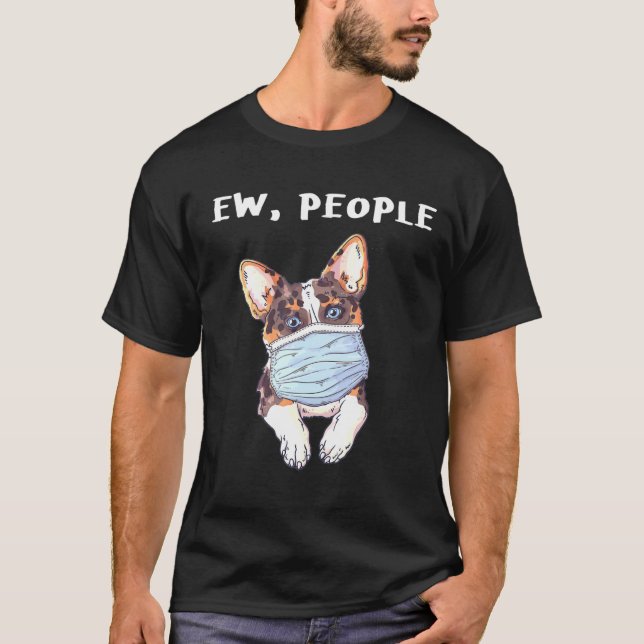 Corgi Ew Leute tragen eine Gesichtsmaske T-Shirt (Vorderseite)