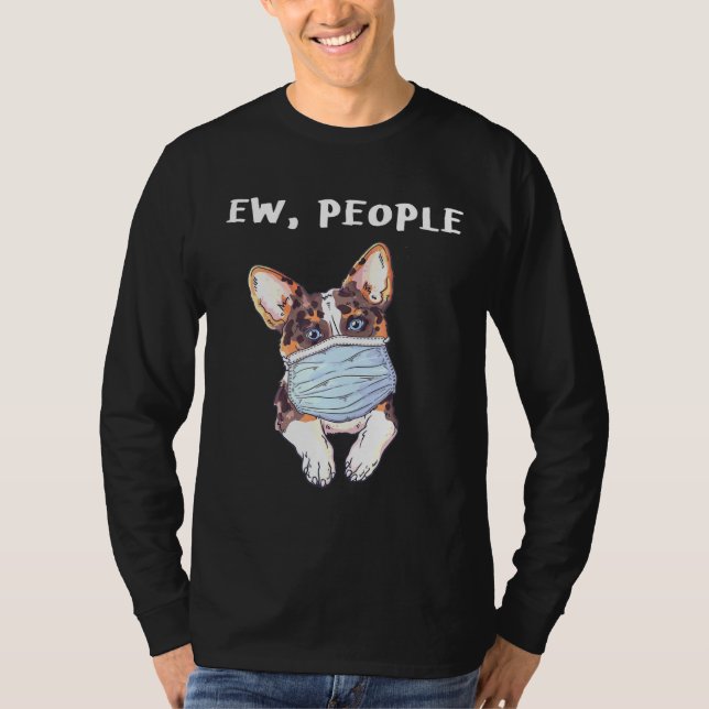 Corgi Ew Leute tragen eine Gesichtsmaske T-Shirt (Vorderseite)