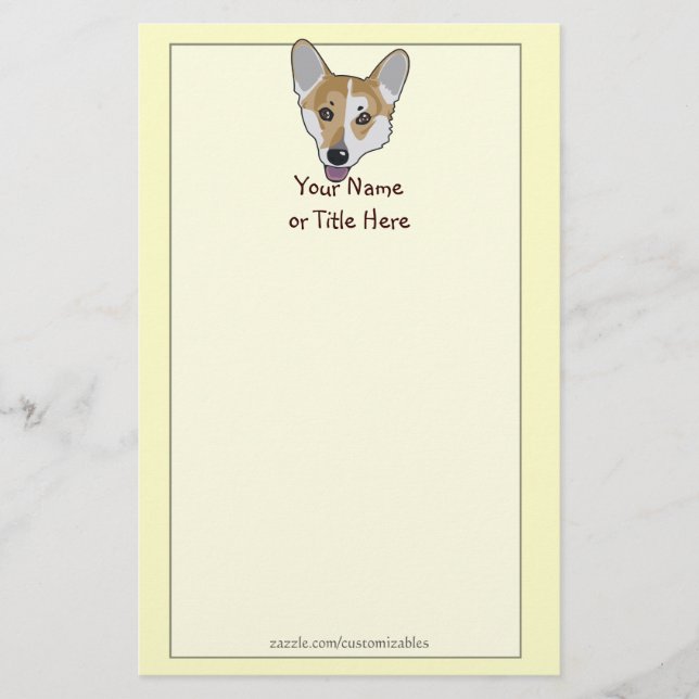 Corgi Face Stationery Briefpapier (Vorderseite)