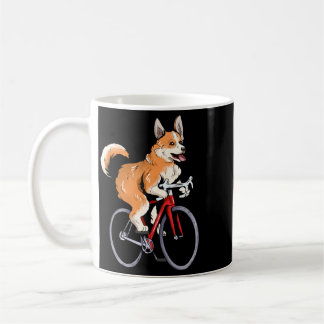 Corgi fährt Fahrrad Süße Bikerin Radfahrerin Kaffeetasse
