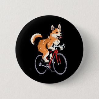 Corgi fährt Fahrrad Süßer Biker Radfahrer Button