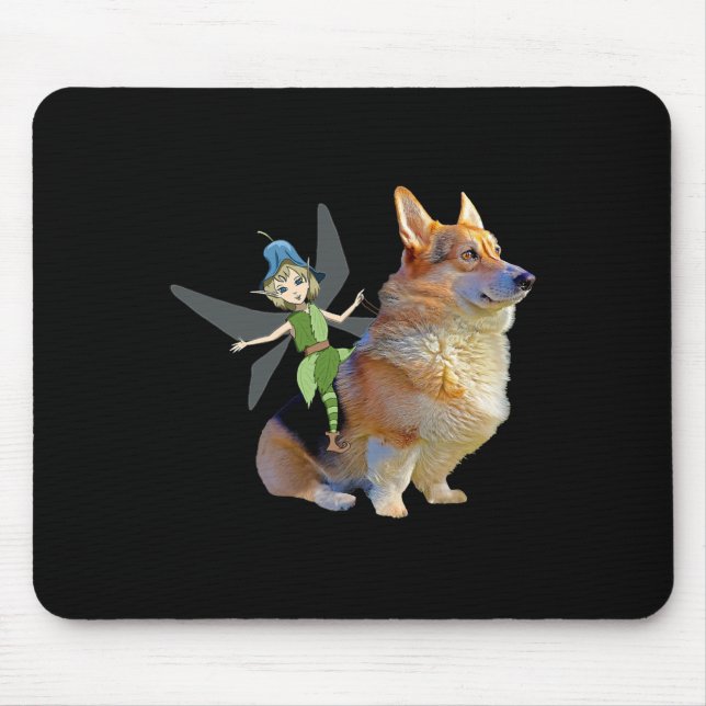 Corgi & Fairy - Funny Pembroke Welsh Corgi Mousepad (Vorne)