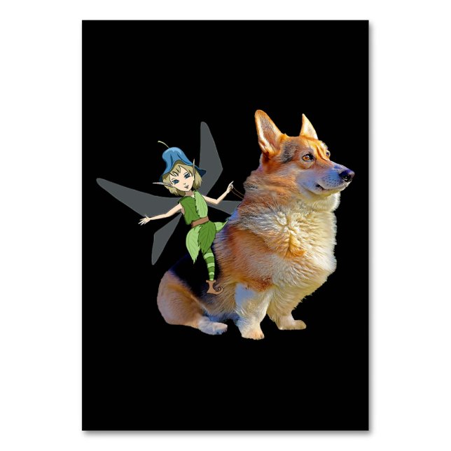 Corgi & Fairy - Funny Pembroke Welsh Corgi Tischnummer (Vorderseite)