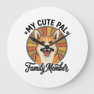 Corgi-Familien-Shirt Vintage Haustierliebhaber-Des Große Wanduhr