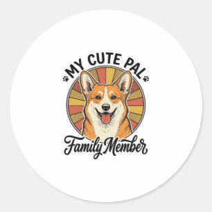 Corgi-Familien-Shirt Vintage Haustierliebhaber-Des Runder Aufkleber