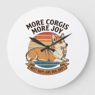 Corgi-Fan-Shirt Vintage Gravur Hunde-Zitat Desi Große Wanduhr