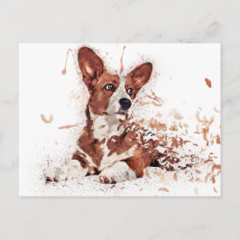 Corgi & Feather Art Postkarte