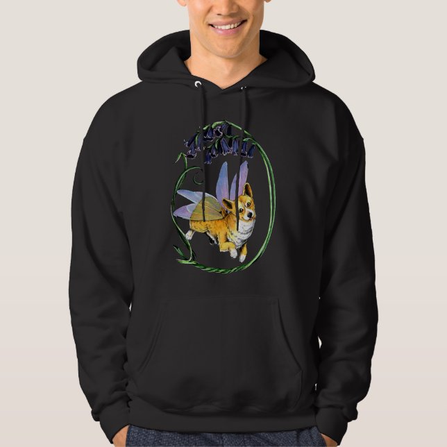 Corgi-Fee mit walisischen Bluebells Hoodie (Vorderseite)