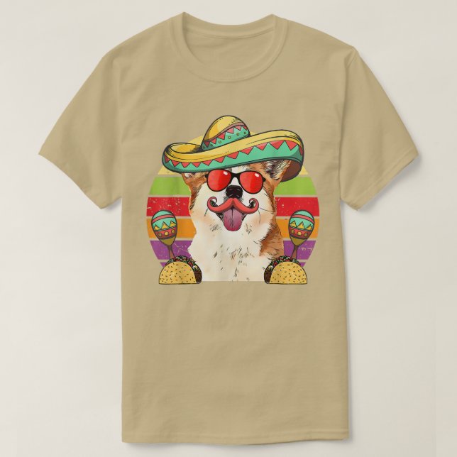 Corgi Fiesta Dog Tacos Cinco de Mayo T - Shirt (Design vorne)