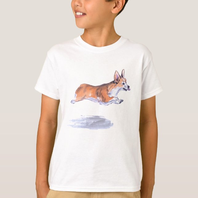 Corgi Flight Sumie Malerei T-Shirt (Vorderseite)