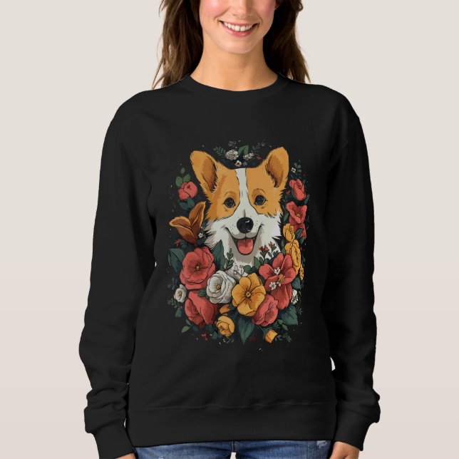 Corgi Flower Bouquet T Shirt (Vorderseite)