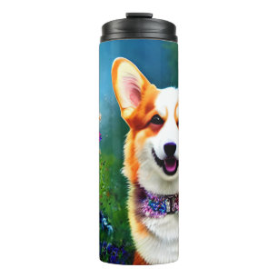 Corgi Flower Garden Thermosbecher