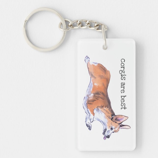 Corgi-Flug-Saummalerei Schlüsselanhänger (Vorderseite)