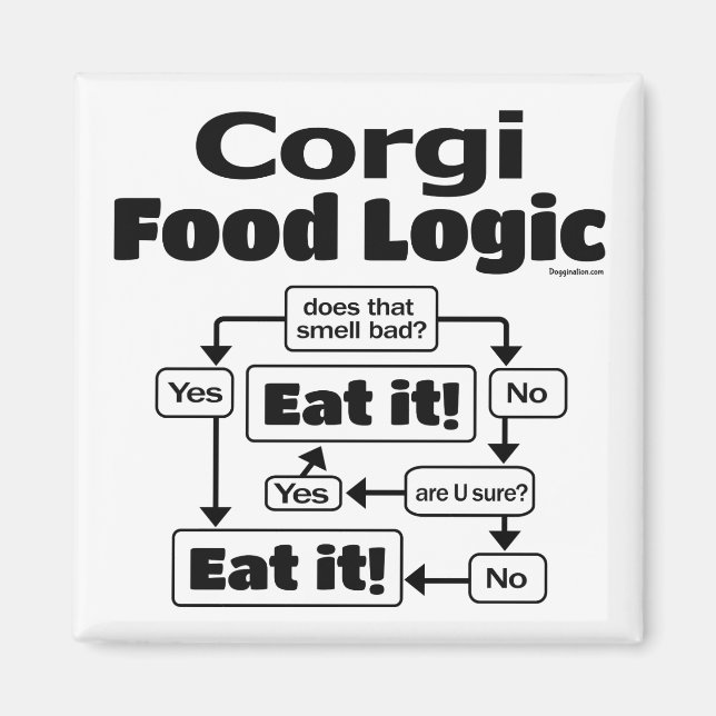 Corgi Food Logic Magnet (Vorne)