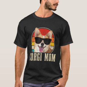 Corgi-Frauen-Mama-Vintage-Sonnenbrille Corgi-Hund- T-Shirt