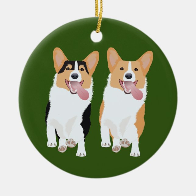 Corgi Friends Keramik Ornament (Vorne)