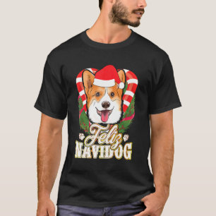 Corgi Frohe Navidog Weihnachtsmann Hund Weihnachte T-Shirt