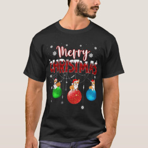 Corgi Frory Weihnachten Niedlich Kariert Leopard C T-Shirt