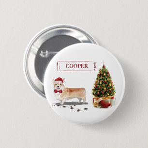 Corgi Funny Christmas Dog mit Tree Button
