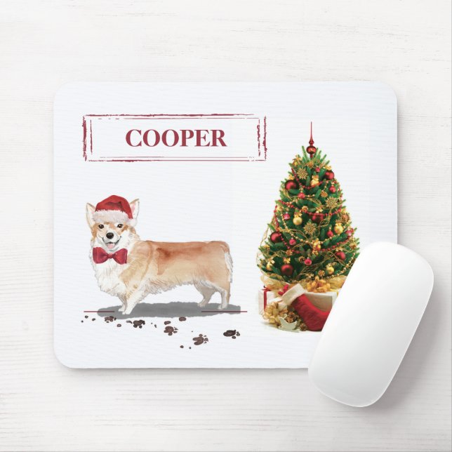 Corgi Funny Christmas Dog mit Tree Mousepad (Mit Mouse)
