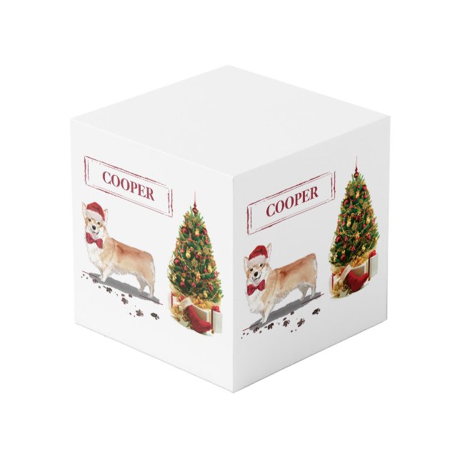 Corgi Funny Christmas Dog mit Tree Würfel (Vorderseite Schrägansicht)