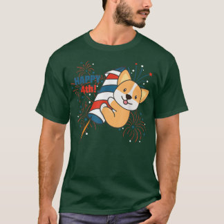 Corgi für den Amerikanische Unabhängigkeitstag Fir T-Shirt