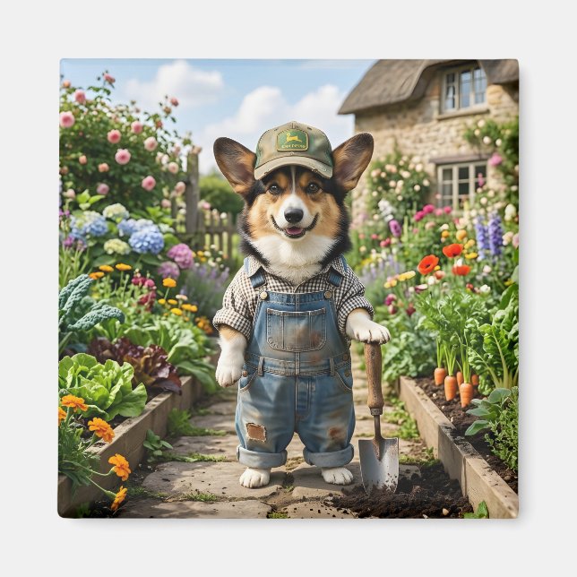 Corgi-Gärtner Magnet (Vorne)