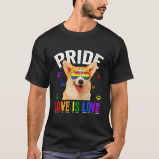 Corgi Gay Pride Lgbt Rainbow Flag Hund T-Shirt